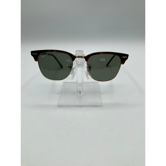 Pre-Owned Ray Ban RB 3016 Polarized Clubmaster Sunglasses- Brown/Black/Gold - Picture 1 of 7